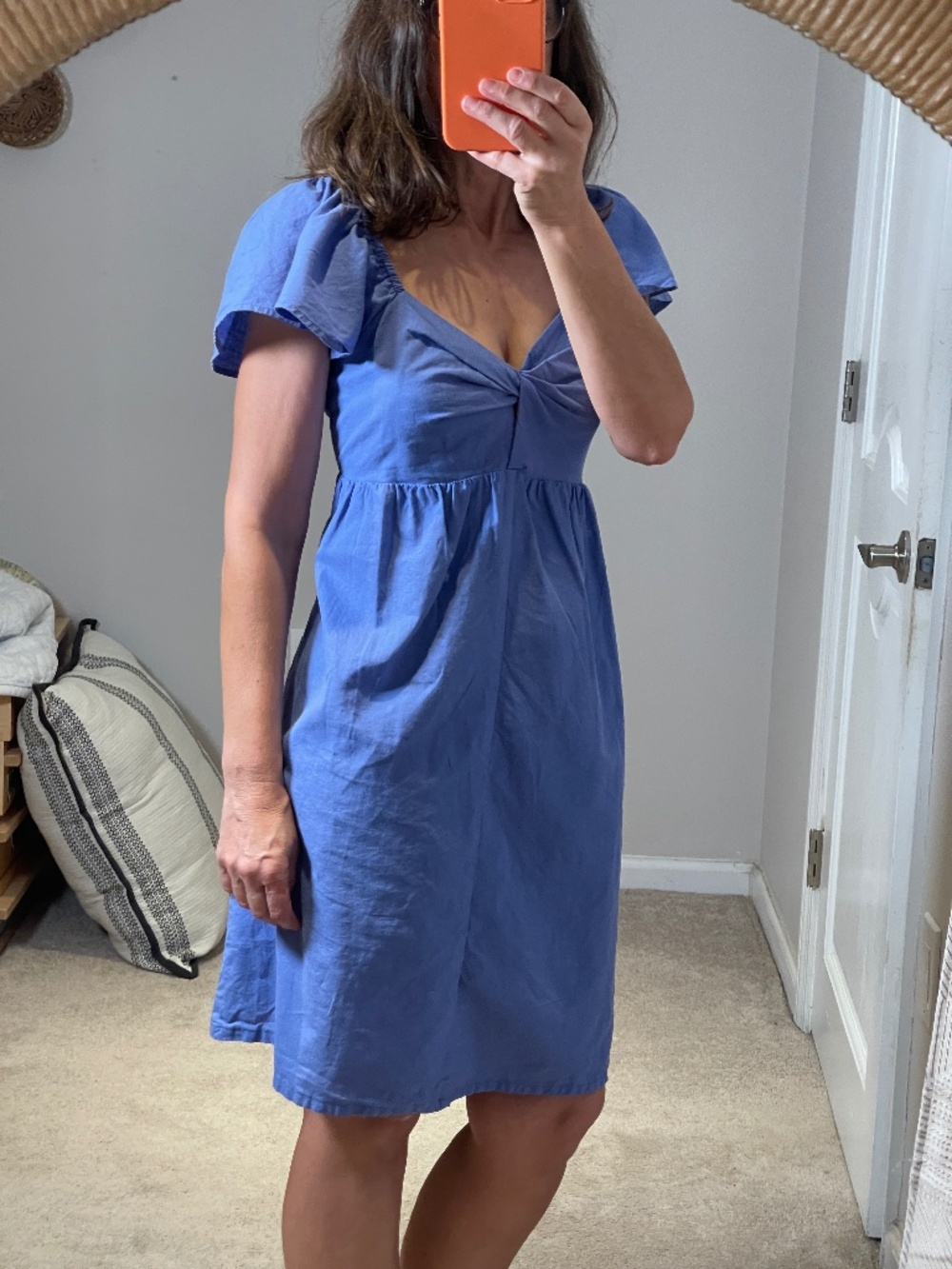 LA Relaxed linen bustier short blue bell dress M